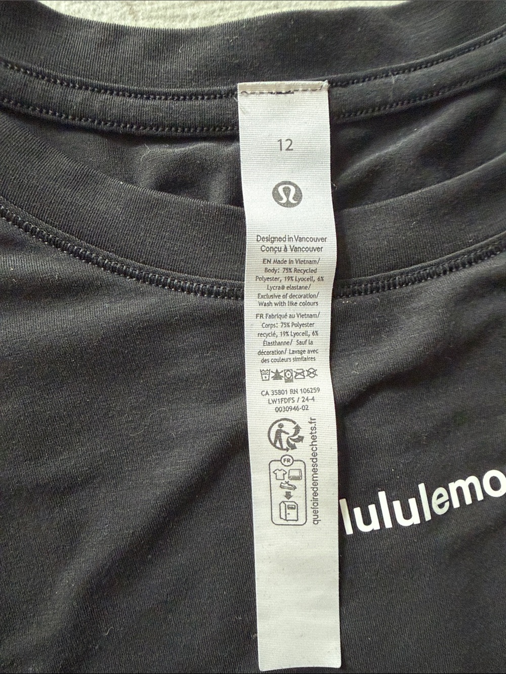 Lululemon Jersey Training Muscle Tank Top long black size 12 soft comfortable - Picture 11 of 12